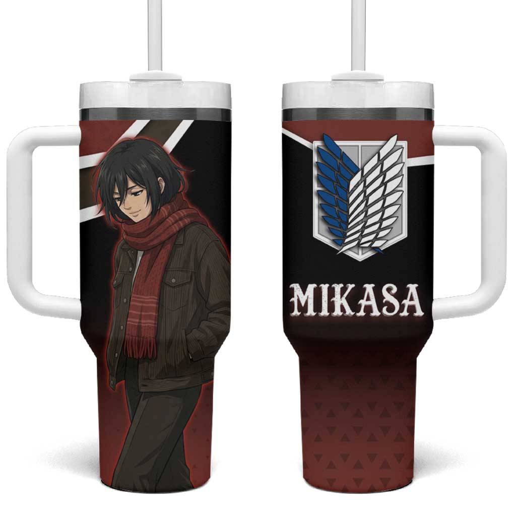Mikasa Attack on Titan Tumbler With Handle Anime Cozy Streetwear Art TS04