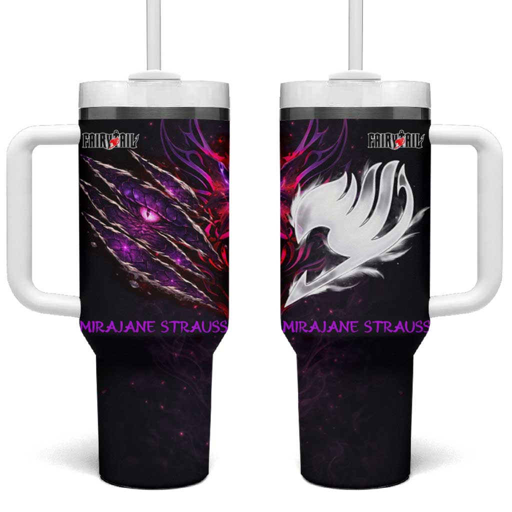 Mirajane Strauss Demon Form Fairy Tail Tumbler With Handle Crimson Moon Demon Aesthetic with Gothic Purple Tribal Design TS04