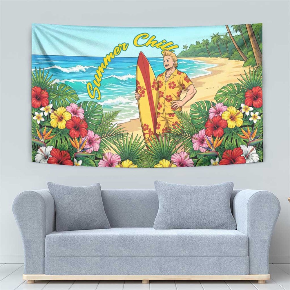 Mirio Togata Summer Chill Tumbler With Handle Tropical Anime Surf Scene TS04 Mirio Togata Summer Chill Tumbler With Handle Tropical Anime Surf Scene TS04