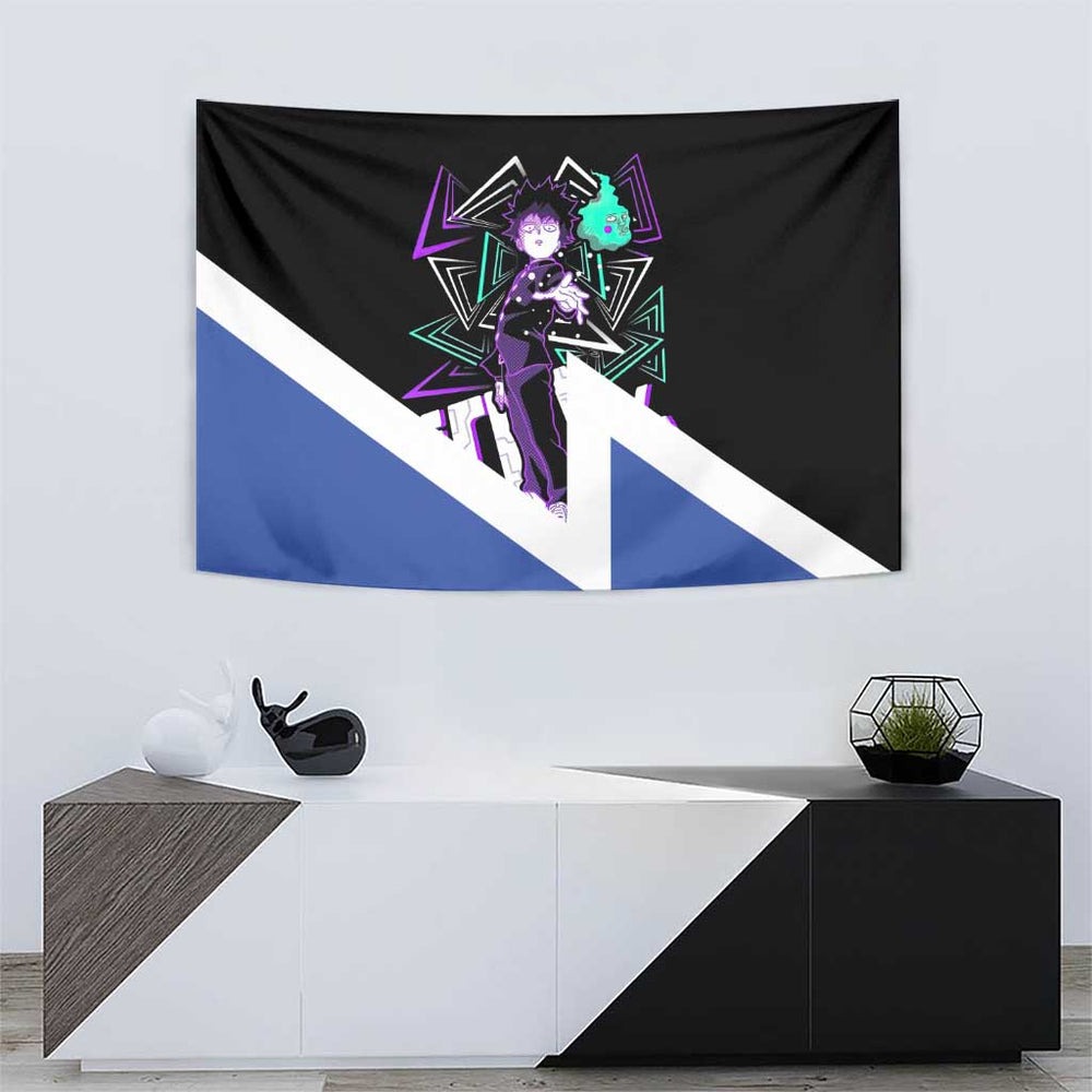 Mob Psycho 100 Tapestry with Shigeo Kageyama and Spirit Aura Anime Design TS04 Mob Psycho 100 Tapestry with Shigeo Kageyama and Spirit Aura Anime Design TS04