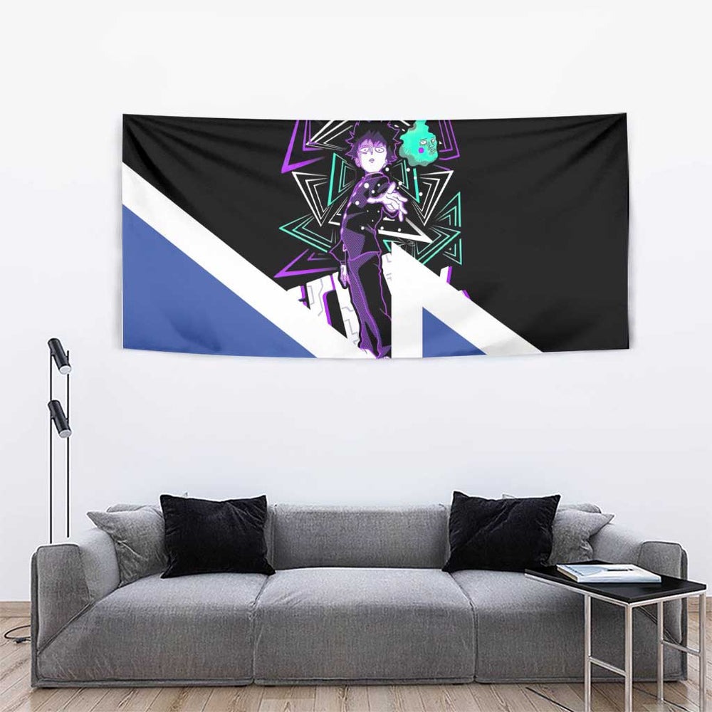 Mob Psycho 100 Tapestry with Shigeo Kageyama and Spirit Aura Anime Design TS04 Mob Psycho 100 Tapestry with Shigeo Kageyama and Spirit Aura Anime Design TS04