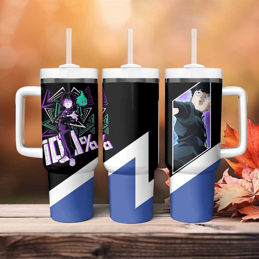 Mob Psycho 100 Tumbler With Handle with Shigeo Kageyama and Spirit Aura Anime Design TS04 Mob Psycho 100 Tumbler With Handle with Shigeo Kageyama and Spirit Aura Anime Design TS04