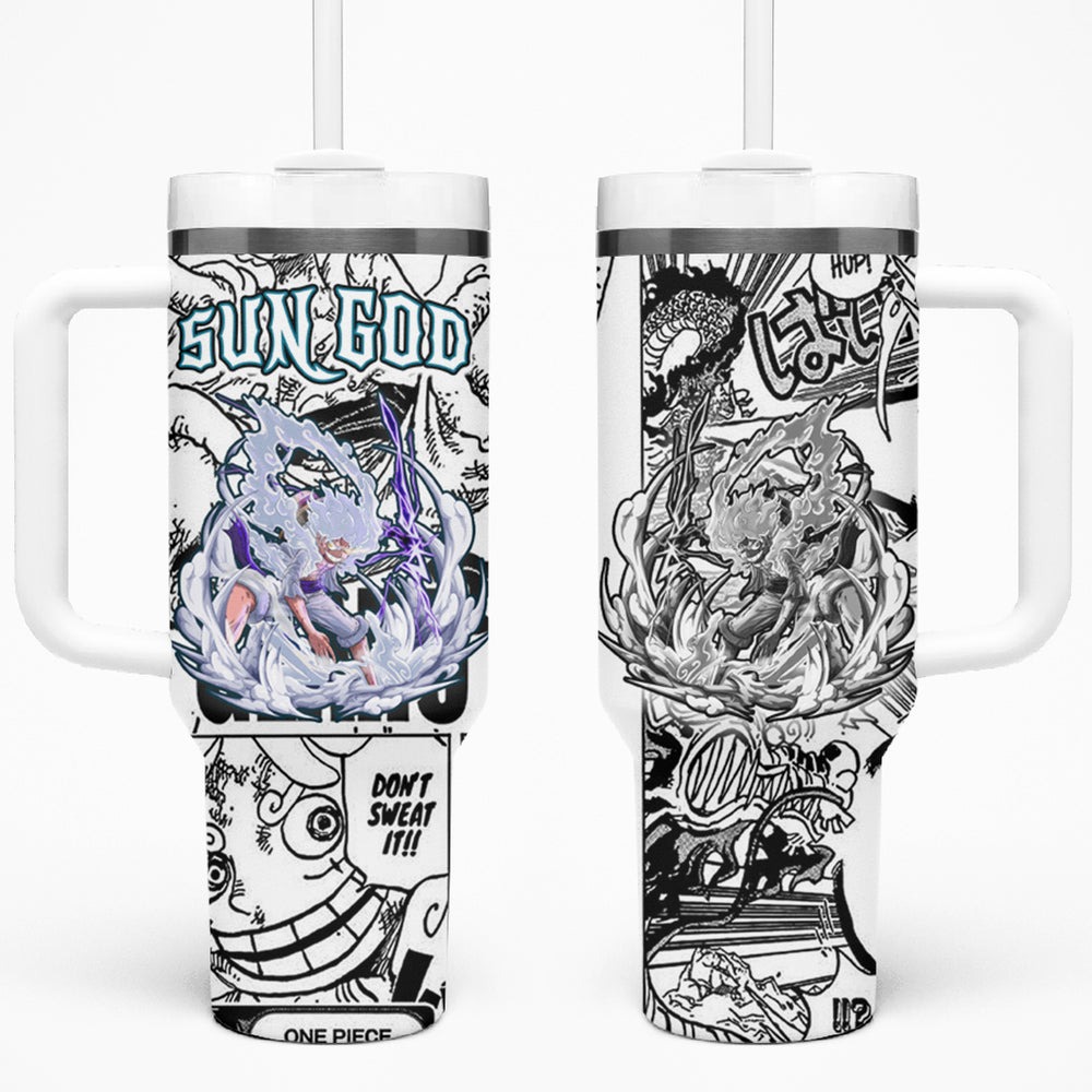 Monkey D Luffy - Nika Sun God Tumbler With Handle Anime Mix Manga Style TS04 Monkey D Luffy - Nika Sun God Tumbler With Handle Anime Mix Manga Style TS04