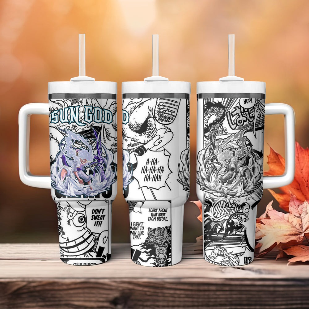 Monkey D Luffy - Nika Sun God Tumbler With Handle Anime Mix Manga Style TS04 Monkey D Luffy - Nika Sun God Tumbler With Handle Anime Mix Manga Style TS04