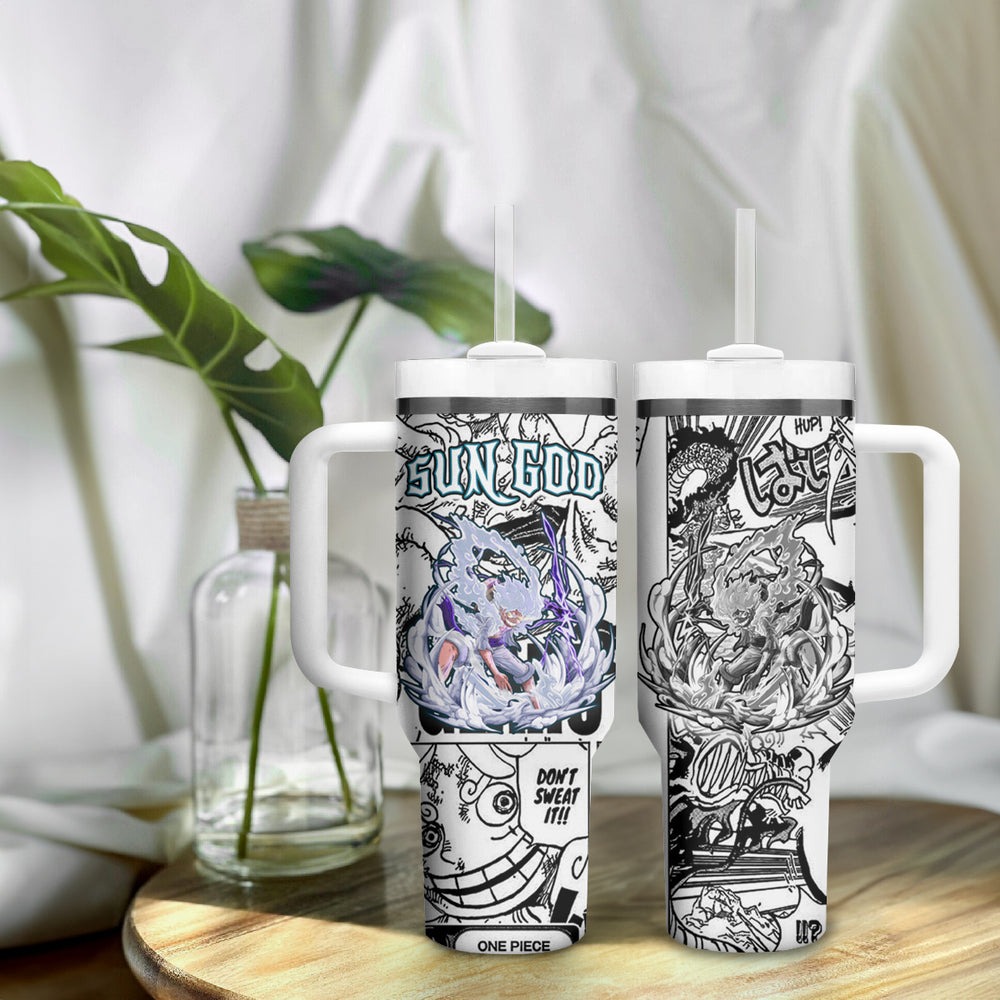 Monkey D Luffy - Nika Sun God Tumbler With Handle Anime Mix Manga Style TS04 Monkey D Luffy - Nika Sun God Tumbler With Handle Anime Mix Manga Style TS04