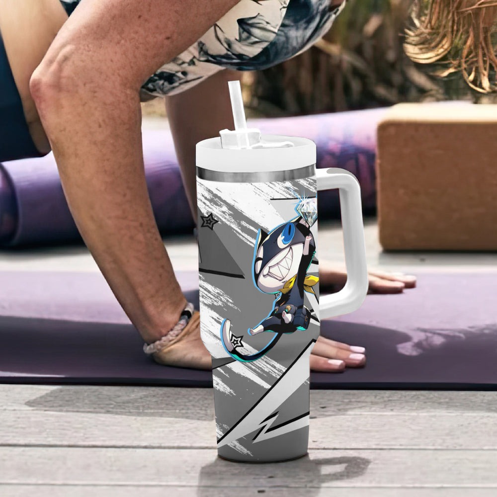Morgana Persona Tumbler With Handle Anime Mix Polygon Cyber Style TS04 Morgana Persona Tumbler With Handle Anime Mix Polygon Cyber Style TS04