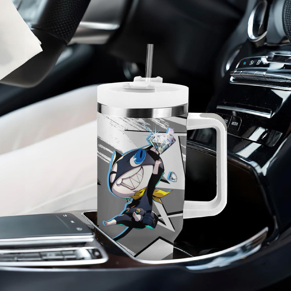 Morgana Persona Tumbler With Handle Anime Mix Polygon Cyber Style TS04 Morgana Persona Tumbler With Handle Anime Mix Polygon Cyber Style TS04