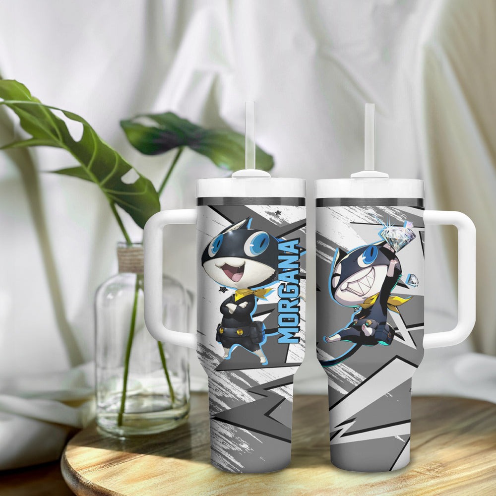 Morgana Persona Tumbler With Handle Anime Mix Polygon Cyber Style TS04 Morgana Persona Tumbler With Handle Anime Mix Polygon Cyber Style TS04