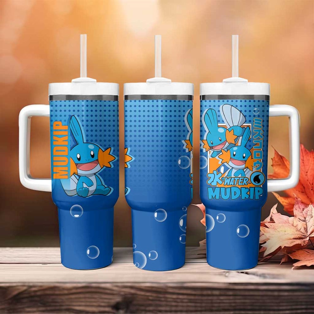 Mudkip from Poké Tumbler With Handle with Water Type Ability and Playful Pose Design TS04