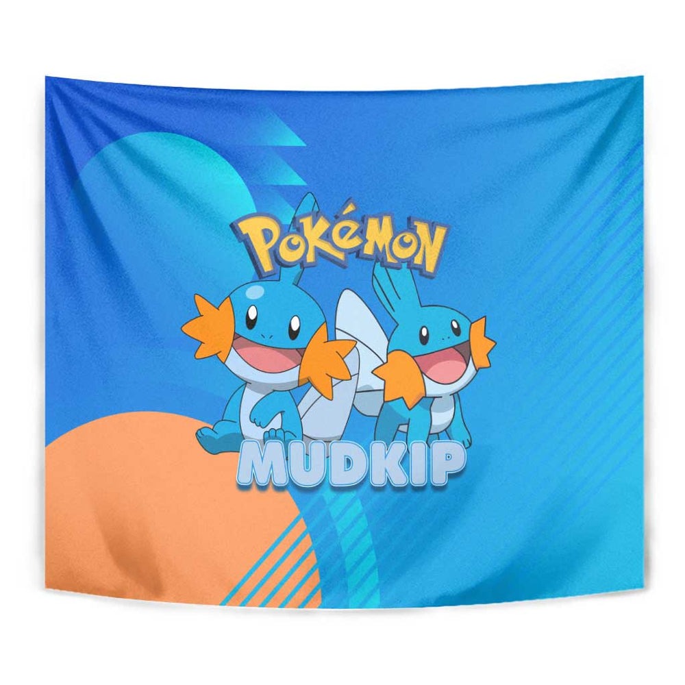 Mudkip Poké Tapestry Playful Blue Gradient Cartoon Style TS04 Mudkip Poké Tapestry Playful Blue Gradient Cartoon Style TS04