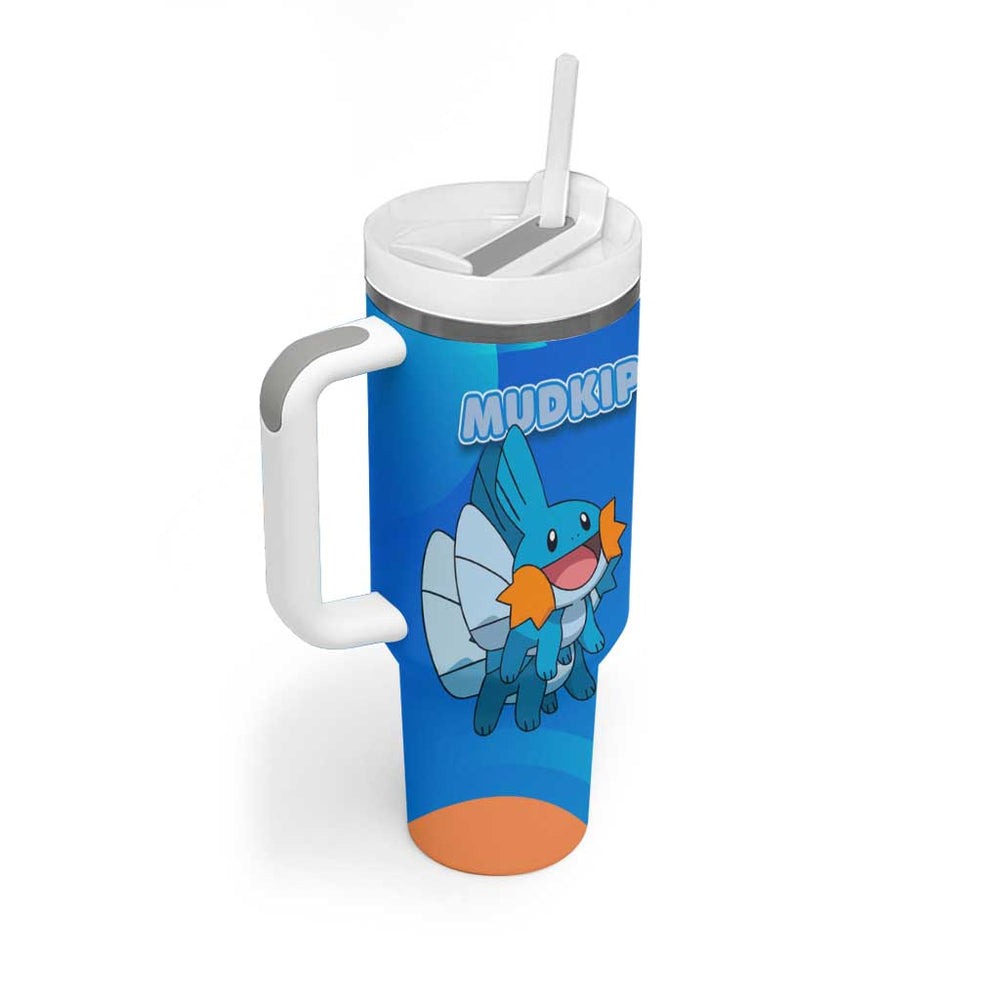 Mudkip Poké Tumbler With Handle Playful Blue Gradient Cartoon Style TS04 Mudkip Poké Tumbler With Handle Playful Blue Gradient Cartoon Style TS04