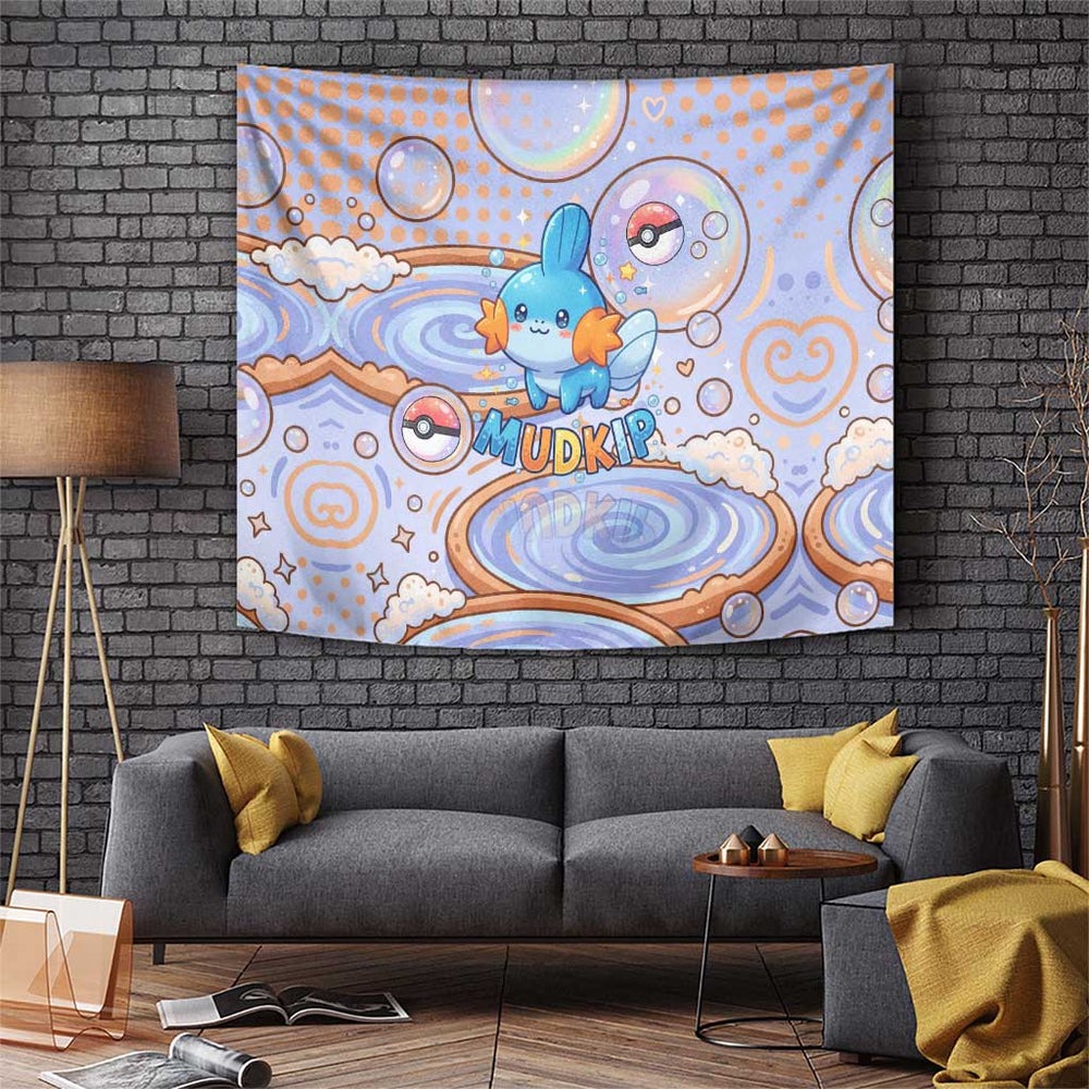 Mudkip Tapestry Playful Pastel Water Bubble Art TS04 Mudkip Tapestry Playful Pastel Water Bubble Art TS04