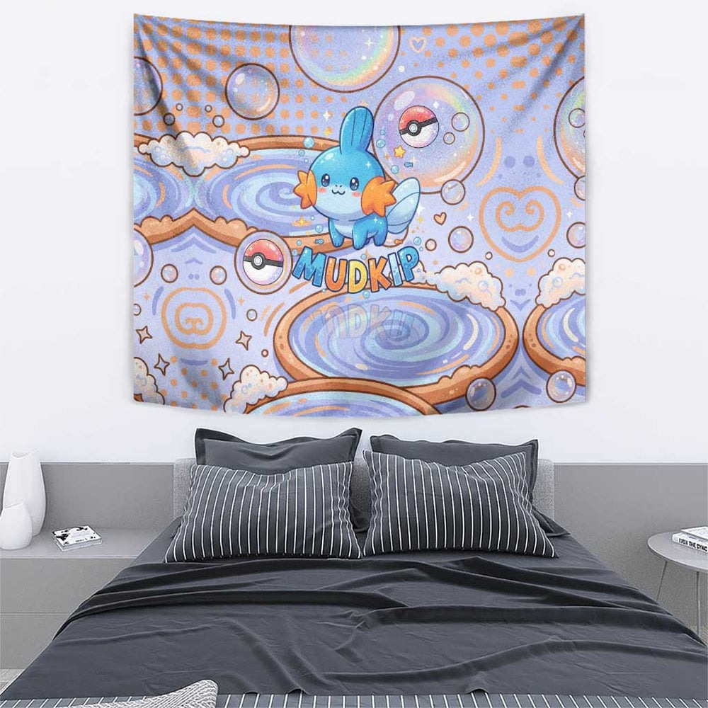 Mudkip Tapestry Playful Pastel Water Bubble Art TS04 Mudkip Tapestry Playful Pastel Water Bubble Art TS04