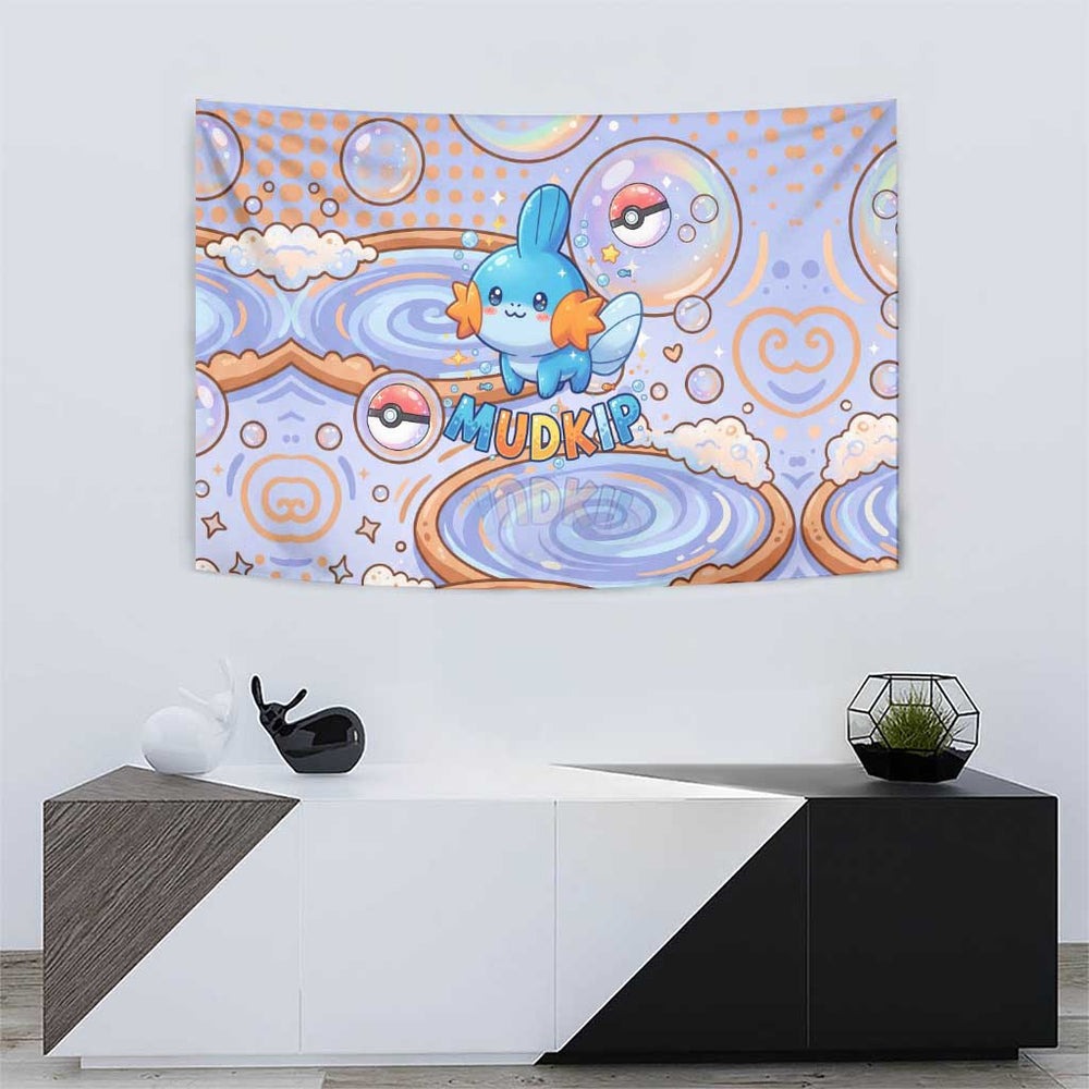 Mudkip Tapestry Playful Pastel Water Bubble Art TS04 Mudkip Tapestry Playful Pastel Water Bubble Art TS04