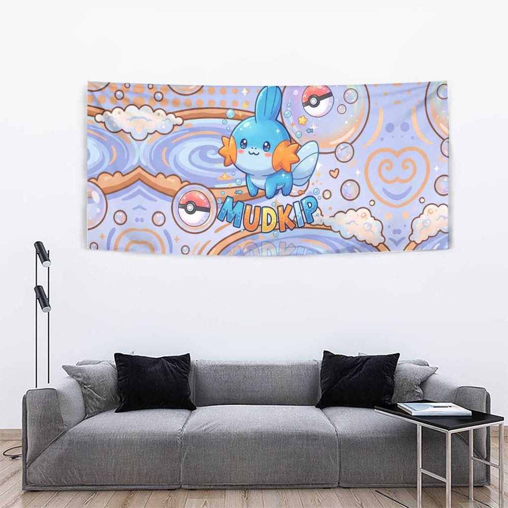 Mudkip Tapestry Playful Pastel Water Bubble Art TS04 Mudkip Tapestry Playful Pastel Water Bubble Art TS04