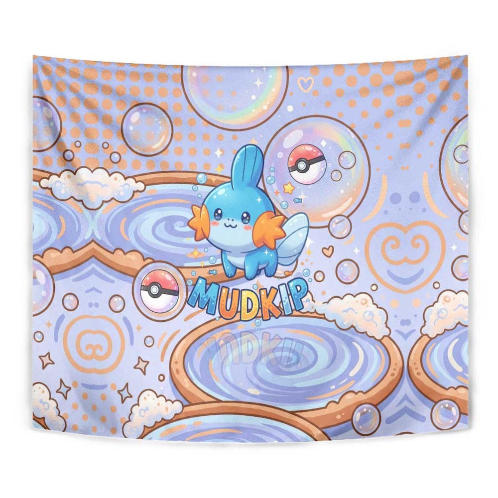Mudkip Tapestry Playful Pastel Water Bubble Art TS04 Mudkip Tapestry Playful Pastel Water Bubble Art TS04
