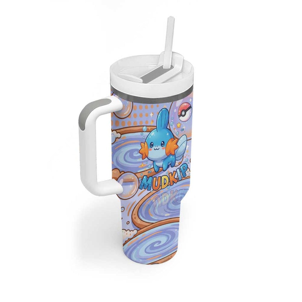 Mudkip Tumbler With Handle Playful Pastel Water Bubble Art TS04 Mudkip Tumbler With Handle Playful Pastel Water Bubble Art TS04