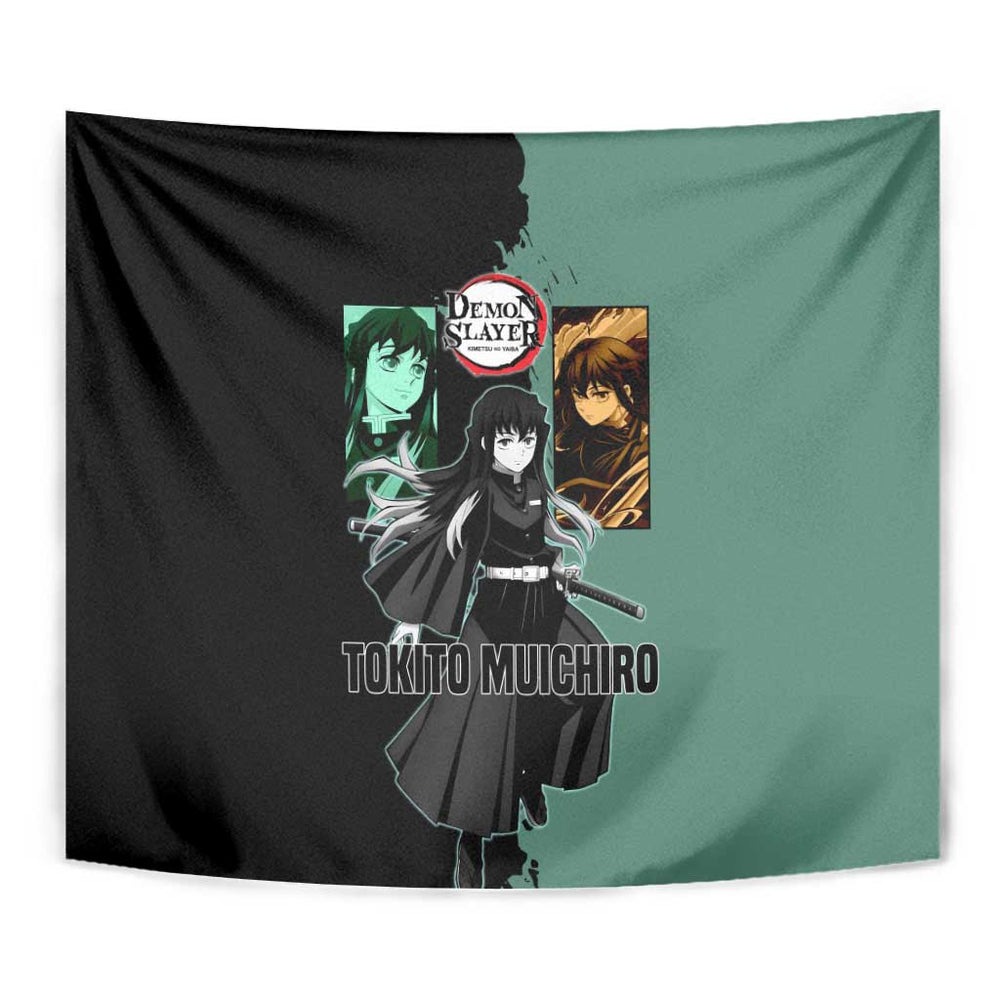Muichiro Tokito from Demon Slayer Tumbler With Handle with Green and Black Mist Background and Dual Character Manga Style Design TS04 Muichiro Tokito from Demon Slayer Tumbler With Handle with Green and Black Mist Background and Dual Character Manga Style Design TS04