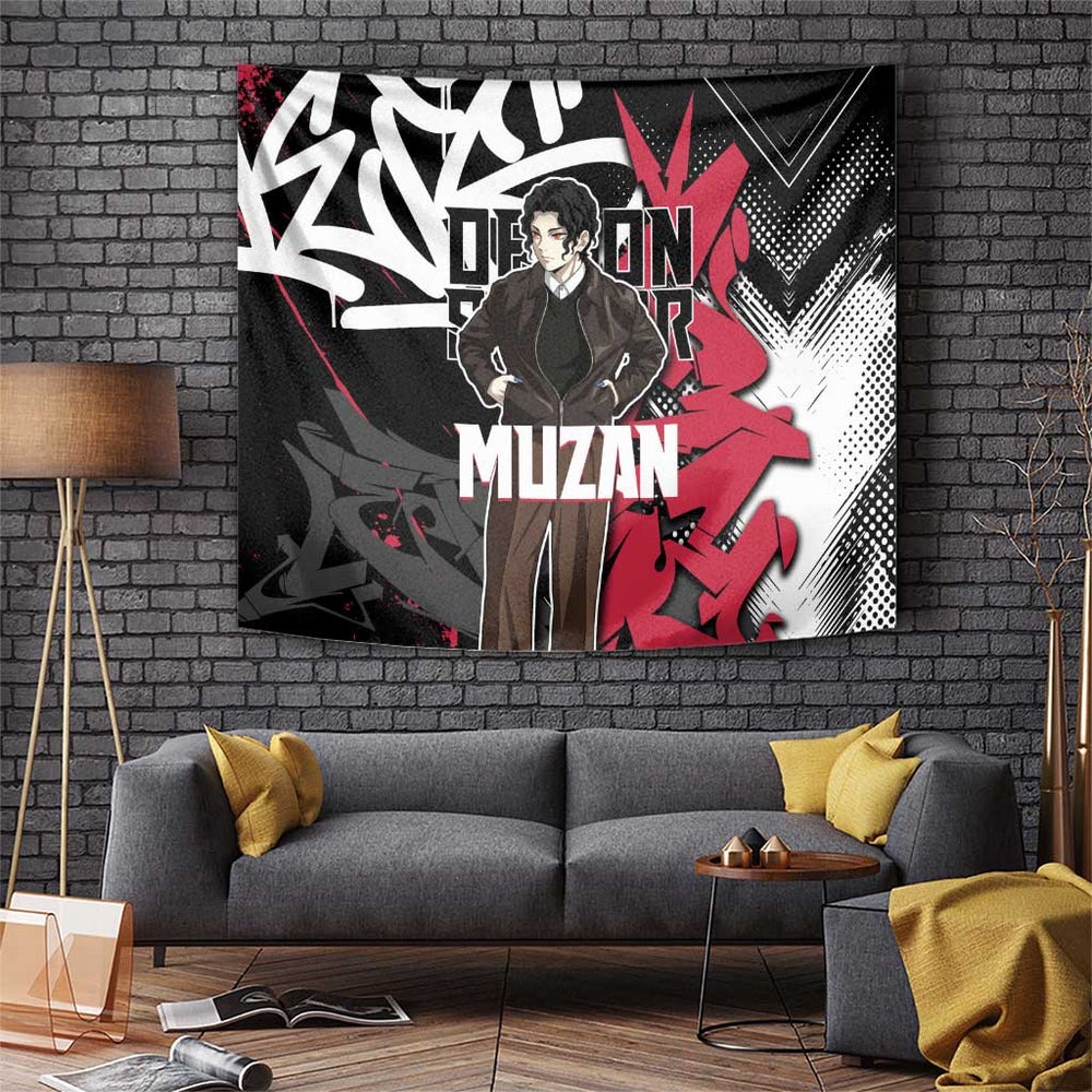Muzan Demon Slayer Tapestry Red Graffiti Anime Aesthetic TS04 Muzan Demon Slayer Tapestry Red Graffiti Anime Aesthetic TS04