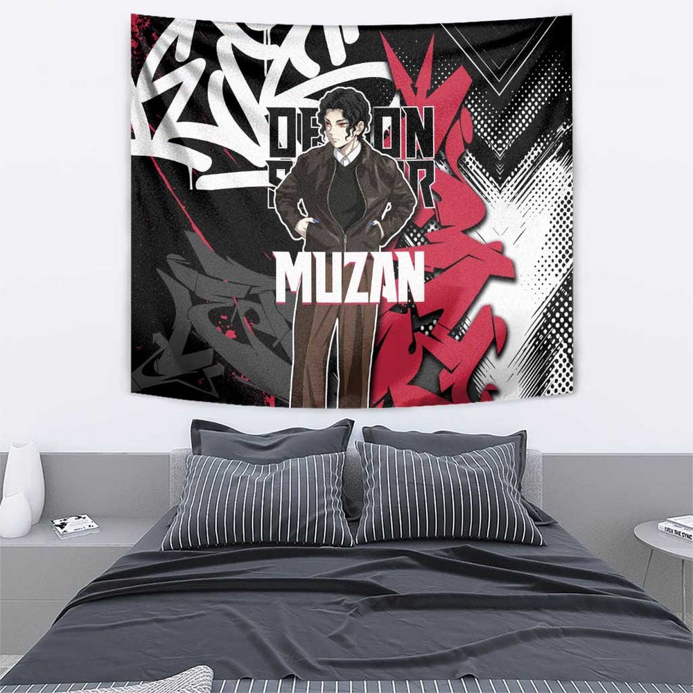 Muzan Demon Slayer Tapestry Red Graffiti Anime Aesthetic TS04 Muzan Demon Slayer Tapestry Red Graffiti Anime Aesthetic TS04