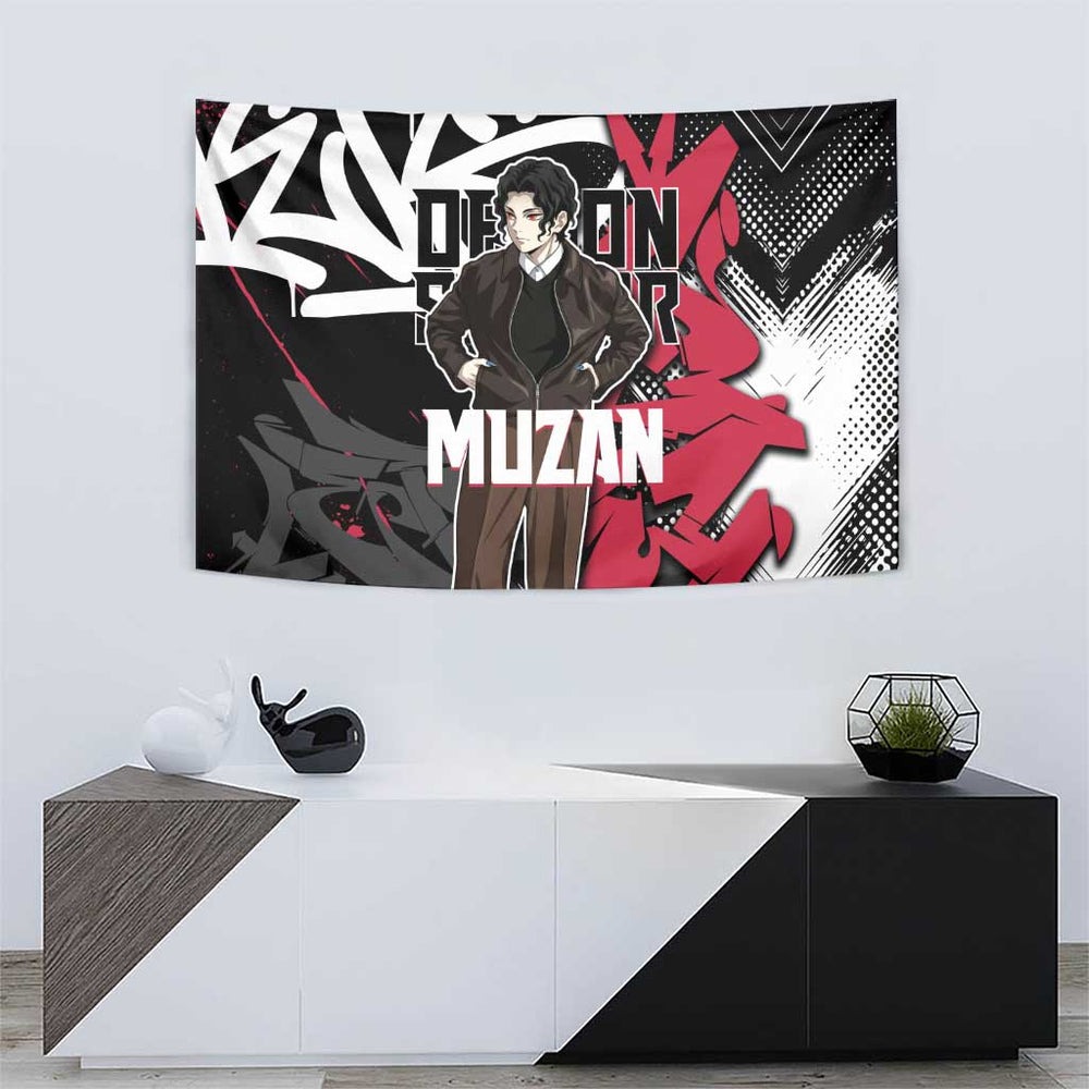 Muzan Demon Slayer Tapestry Red Graffiti Anime Aesthetic TS04 Muzan Demon Slayer Tapestry Red Graffiti Anime Aesthetic TS04