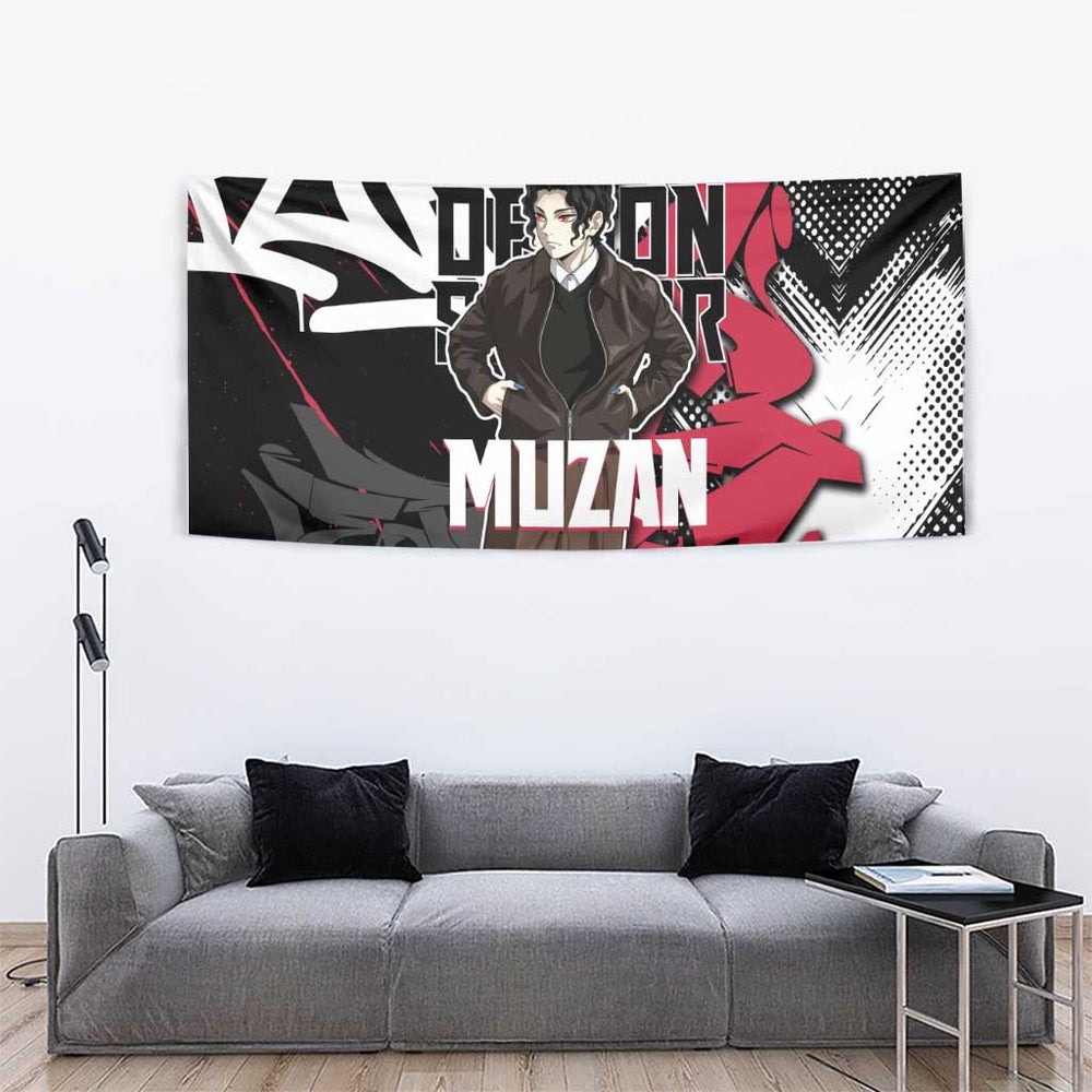 Muzan Demon Slayer Tapestry Red Graffiti Anime Aesthetic TS04 Muzan Demon Slayer Tapestry Red Graffiti Anime Aesthetic TS04