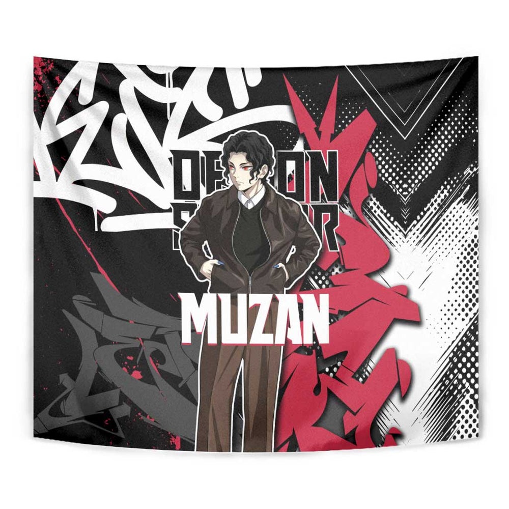 Muzan Demon Slayer Tapestry Red Graffiti Anime Aesthetic TS04 Muzan Demon Slayer Tapestry Red Graffiti Anime Aesthetic TS04
