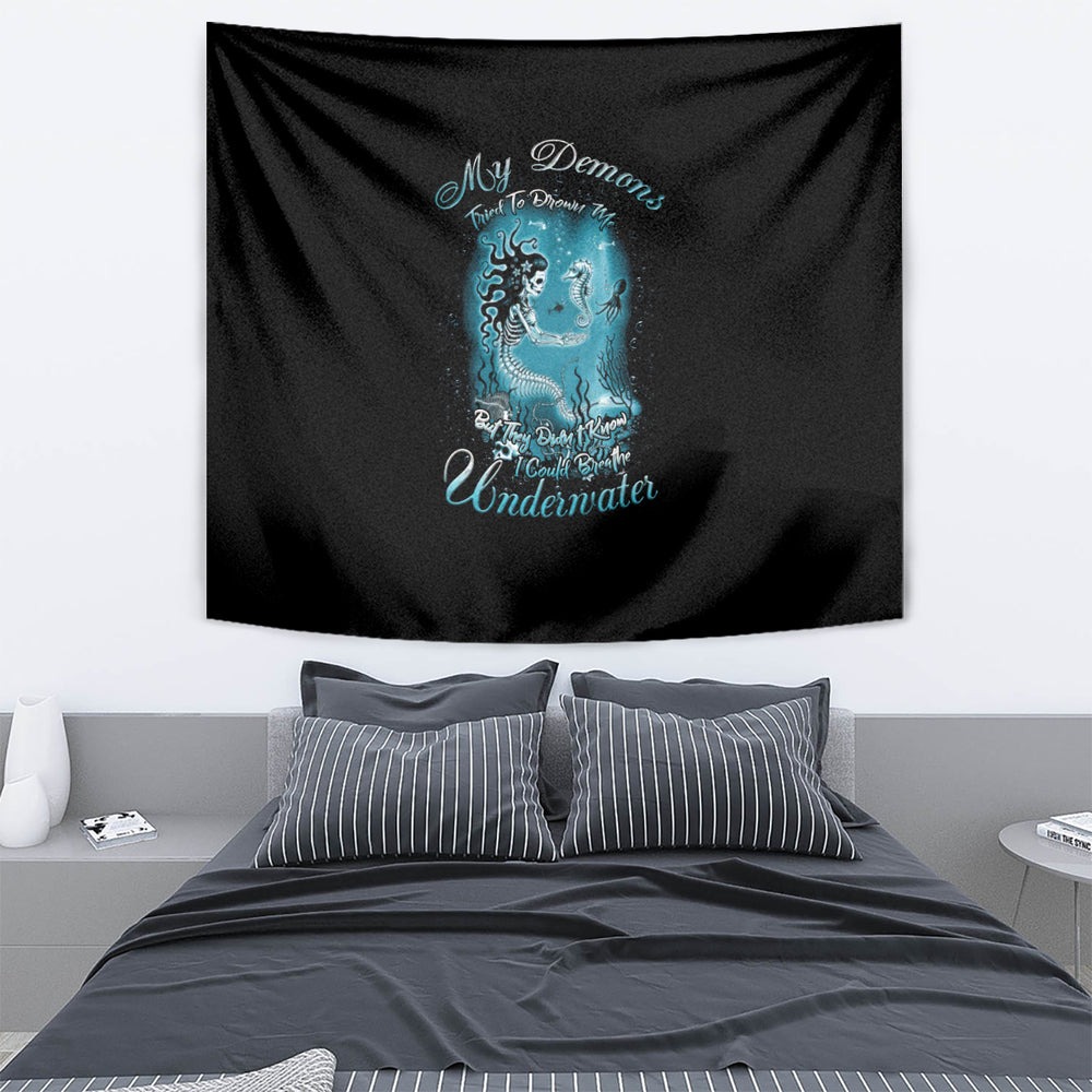 My Demons Tried To Drown Me Mermaid Tapestry TS04