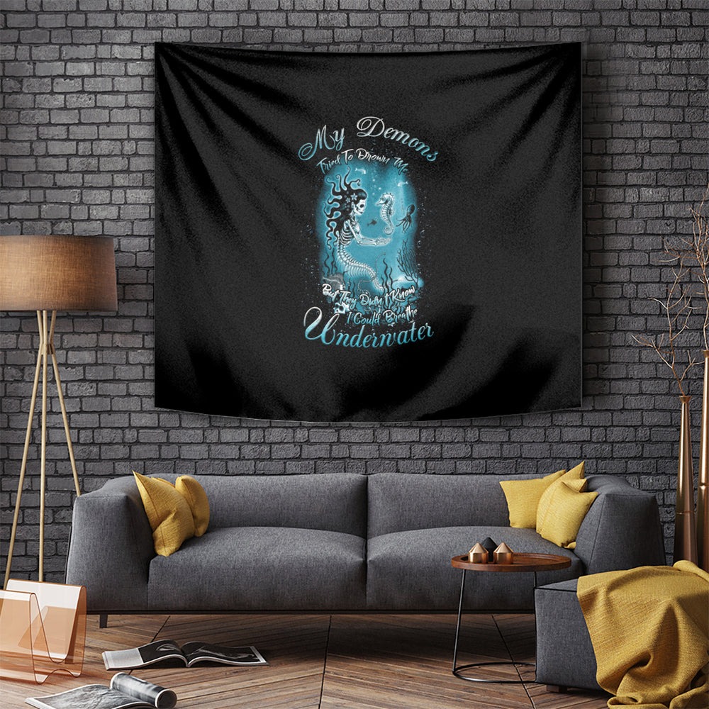 My Demons Tried To Drown Me Mermaid Tapestry TS04