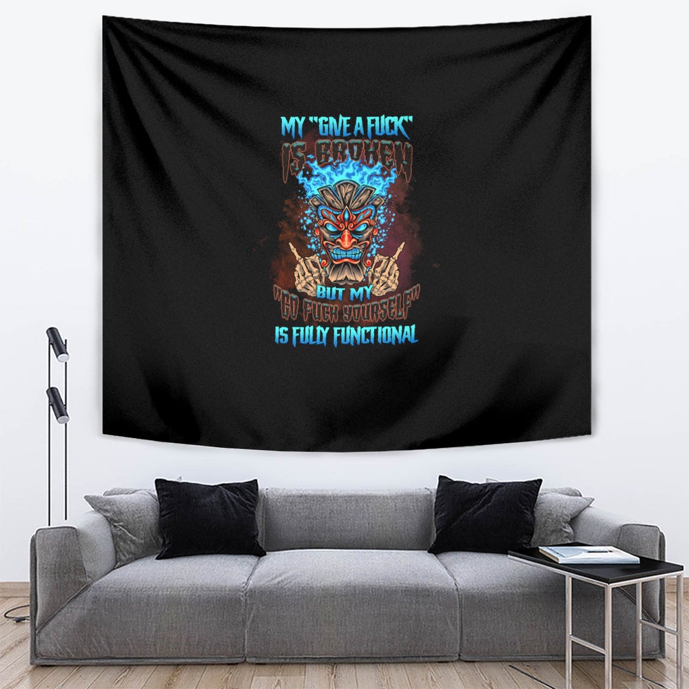 My Give A F Tiki Skull Tapestry TS04