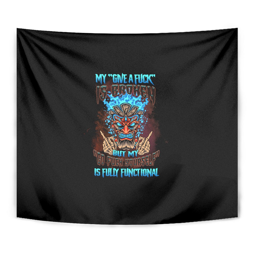 My Give A F Tiki Skull Tapestry TS04