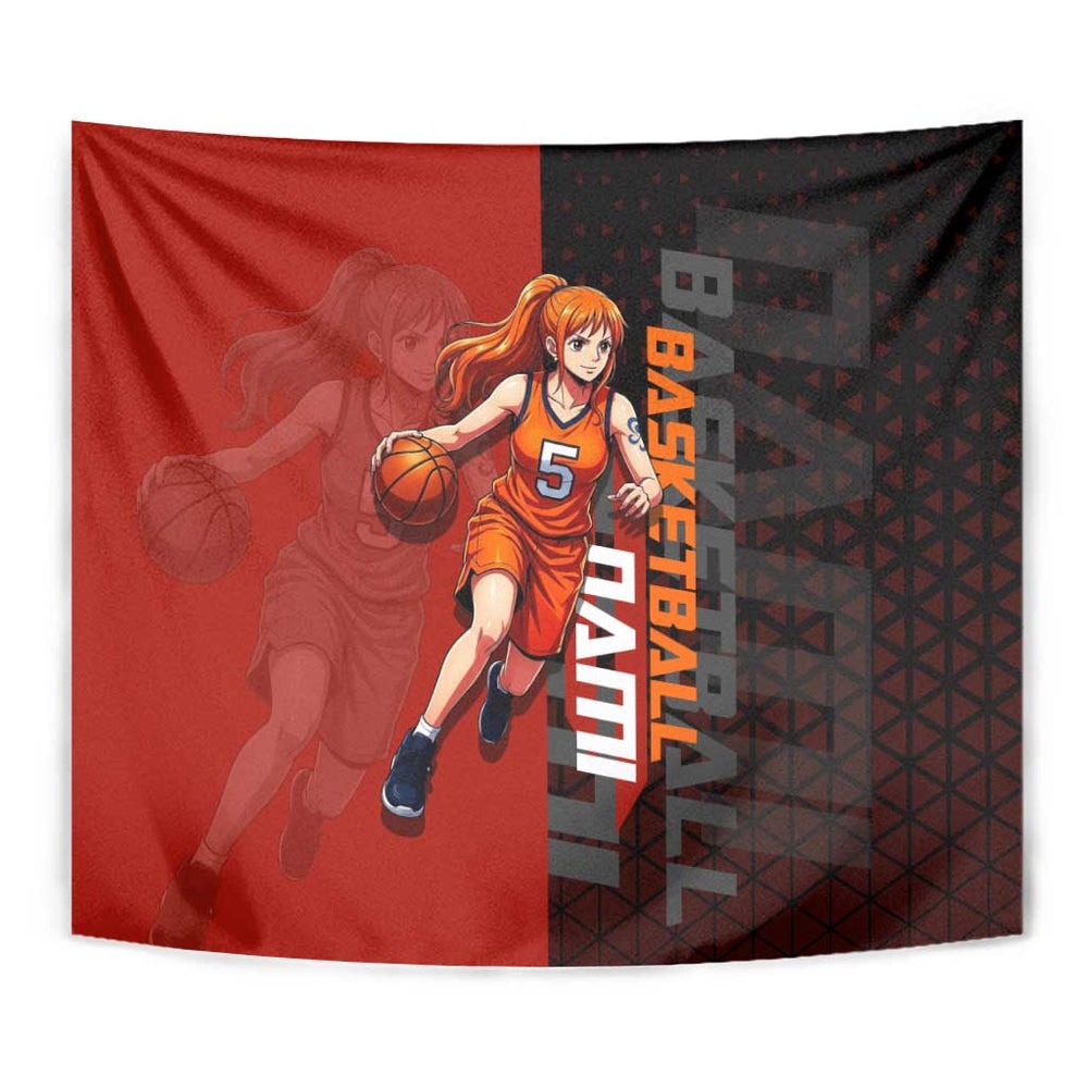 Nami One Piece Basketball Theme Red and Black Design Tumbler With Handle with Action Pose and Straw Hat Logo TS04 Nami One Piece Basketball Theme Red and Black Design Tumbler With Handle with Action Pose and Straw Hat Logo TS04