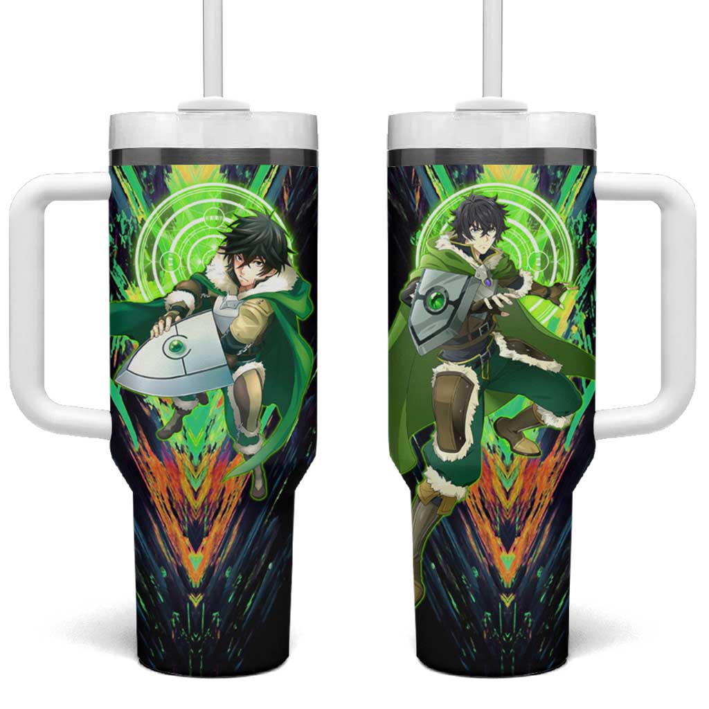 Naofumi The Rising of the Shield Hero Tumbler With Handle with Dynamic Combat Pose and Energy Circles TS04