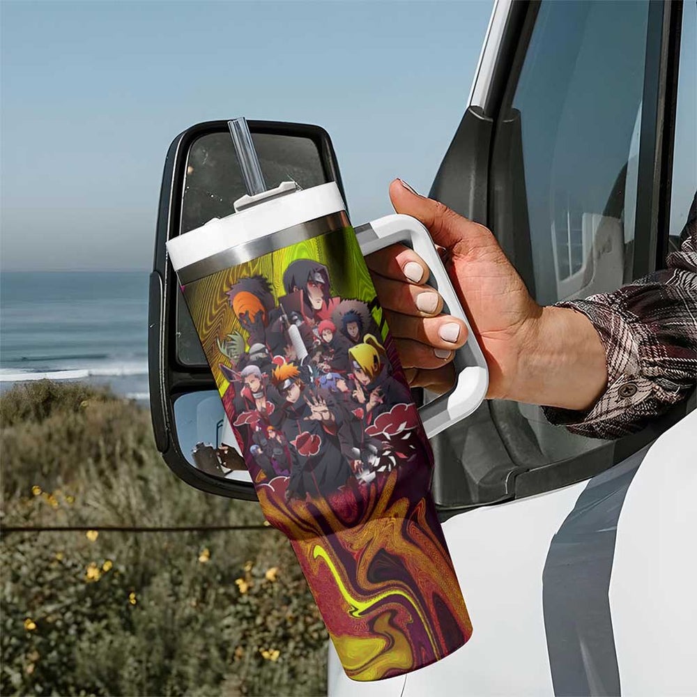Naruto Neon Bond Akatsuki Tumbler With Handle Anime Mix Trippy Style TS04 Naruto Neon Bond Akatsuki Tumbler With Handle Anime Mix Trippy Style TS04