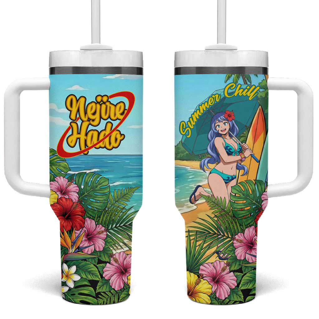Nejire Hado Summer Chill Tumbler With Handle Tropical Anime Surfside Art TS04