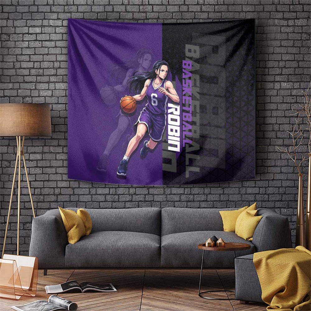 Nico Robin One Piece Basketball Theme Purple and Black Design Tumbler With Handle with Action Pose and Crew Emblem TS04 Nico Robin One Piece Basketball Theme Purple and Black Design Tumbler With Handle with Action Pose and Crew Emblem TS04