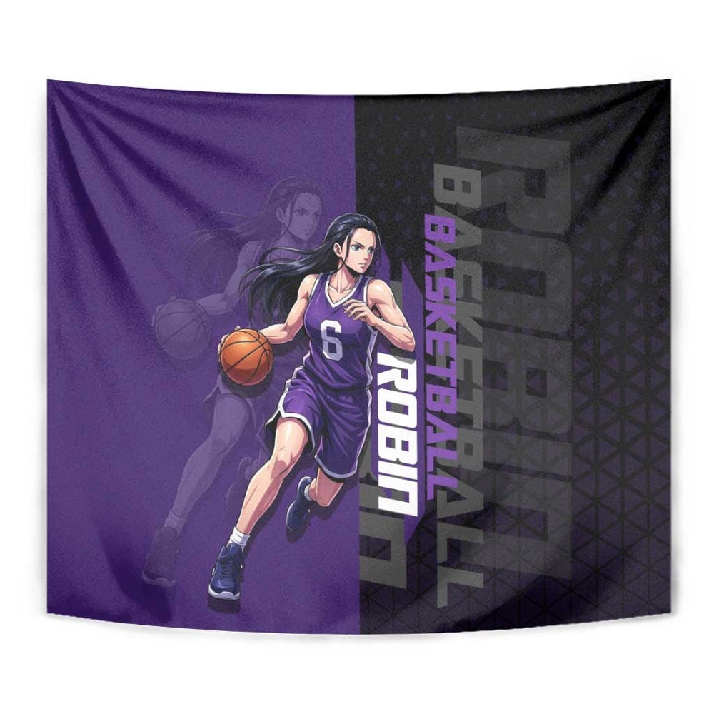 Nico Robin One Piece Basketball Theme Purple and Black Design Tumbler With Handle with Action Pose and Crew Emblem TS04 Nico Robin One Piece Basketball Theme Purple and Black Design Tumbler With Handle with Action Pose and Crew Emblem TS04