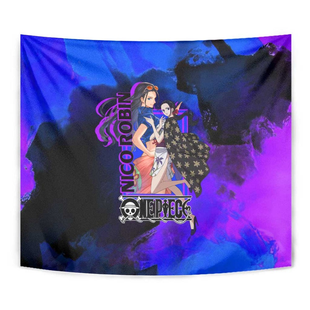 Nico Robin One Piece Purple and Blue Theme Tumbler With Handle with Floral Cape and Archaeologist Pose Design TS04 Nico Robin One Piece Purple and Blue Theme Tumbler With Handle with Floral Cape and Archaeologist Pose Design TS04
