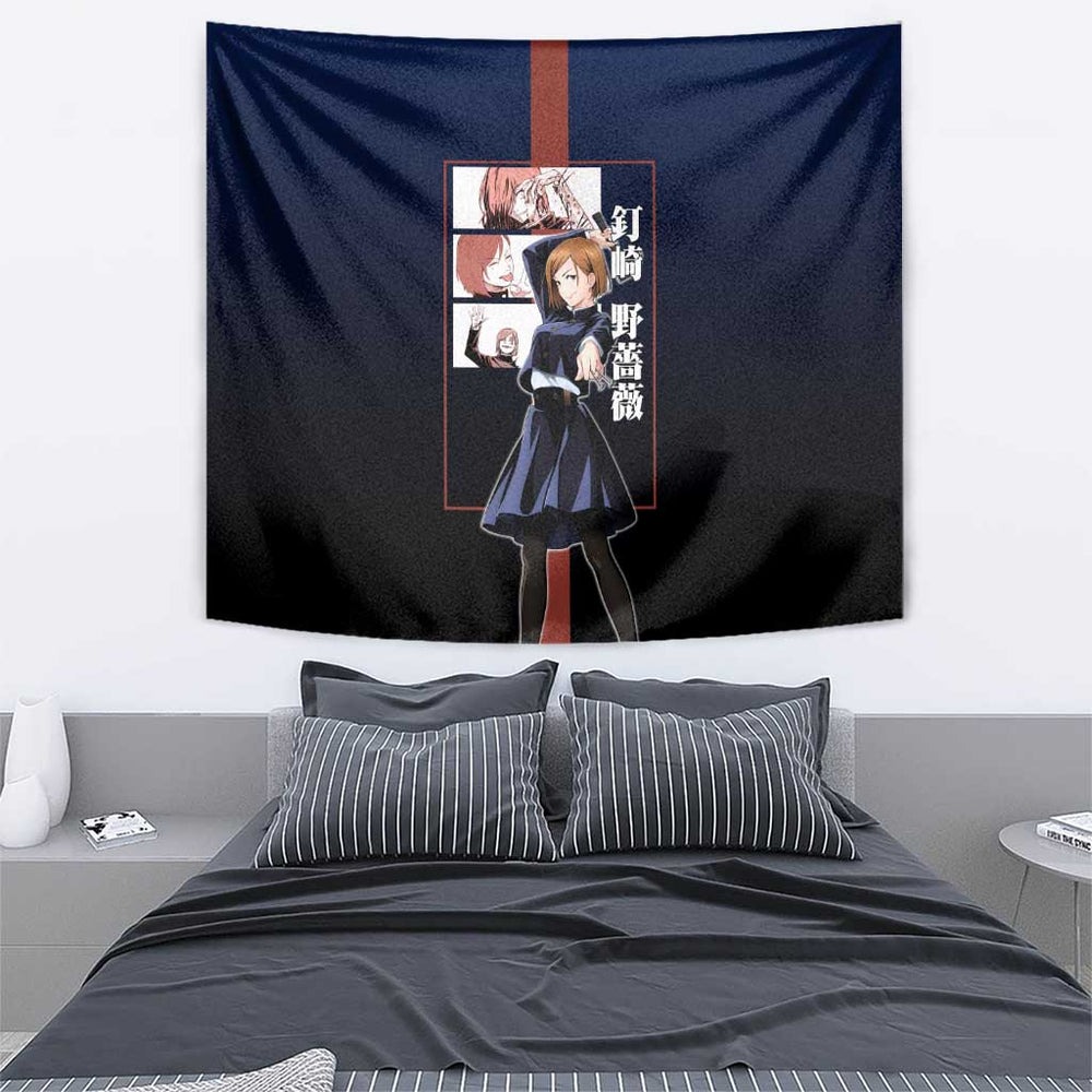 Nobara Kugisaki from Jujutsu Kaisen Tumbler With Handle with Dark Blue and Red Background and Multiple Poses Design TS04 Nobara Kugisaki from Jujutsu Kaisen Tumbler With Handle with Dark Blue and Red Background and Multiple Poses Design TS04