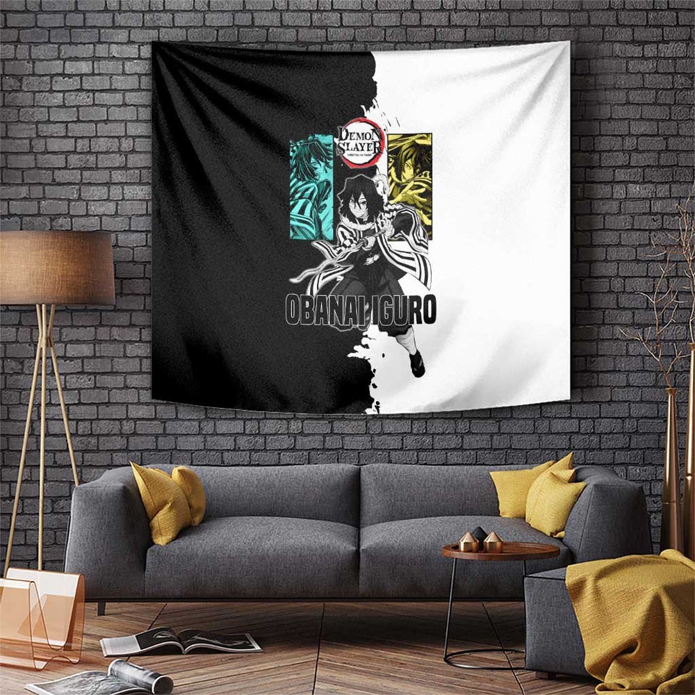Obanai Iguro from Demon Slayer Tumbler With Handle with Black and White Contrast Background and Serpent-Themed Manga Style Design TS04 Obanai Iguro from Demon Slayer Tumbler With Handle with Black and White Contrast Background and Serpent-Themed Manga Style Design TS04