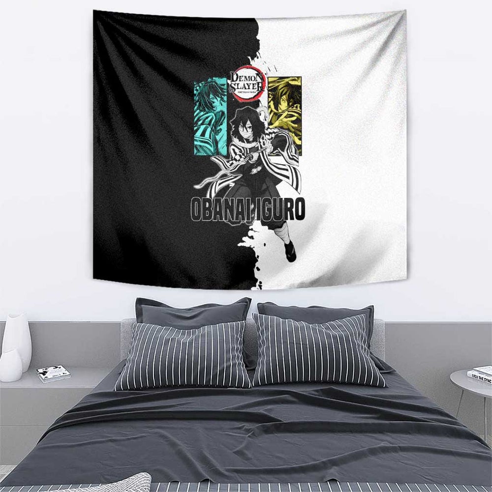 Obanai Iguro from Demon Slayer Tumbler With Handle with Black and White Contrast Background and Serpent-Themed Manga Style Design TS04 Obanai Iguro from Demon Slayer Tumbler With Handle with Black and White Contrast Background and Serpent-Themed Manga Style Design TS04