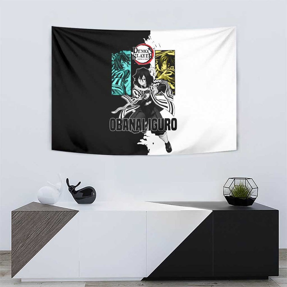 Obanai Iguro from Demon Slayer Tumbler With Handle with Black and White Contrast Background and Serpent-Themed Manga Style Design TS04 Obanai Iguro from Demon Slayer Tumbler With Handle with Black and White Contrast Background and Serpent-Themed Manga Style Design TS04