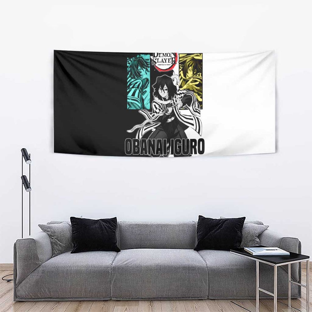 Obanai Iguro from Demon Slayer Tumbler With Handle with Black and White Contrast Background and Serpent-Themed Manga Style Design TS04 Obanai Iguro from Demon Slayer Tumbler With Handle with Black and White Contrast Background and Serpent-Themed Manga Style Design TS04
