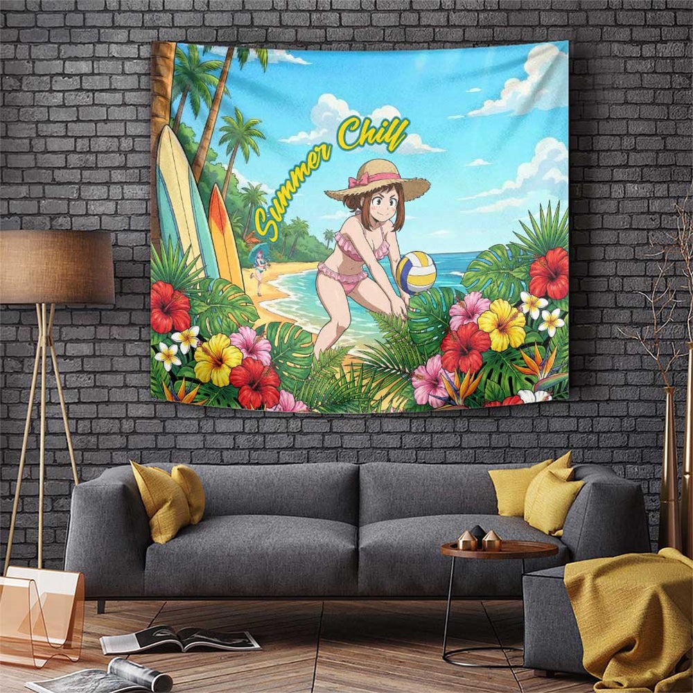 Ochako Uraraka Summer Chill Tumbler With Handle Tropical Anime Beach Play TS04 Ochako Uraraka Summer Chill Tumbler With Handle Tropical Anime Beach Play TS04