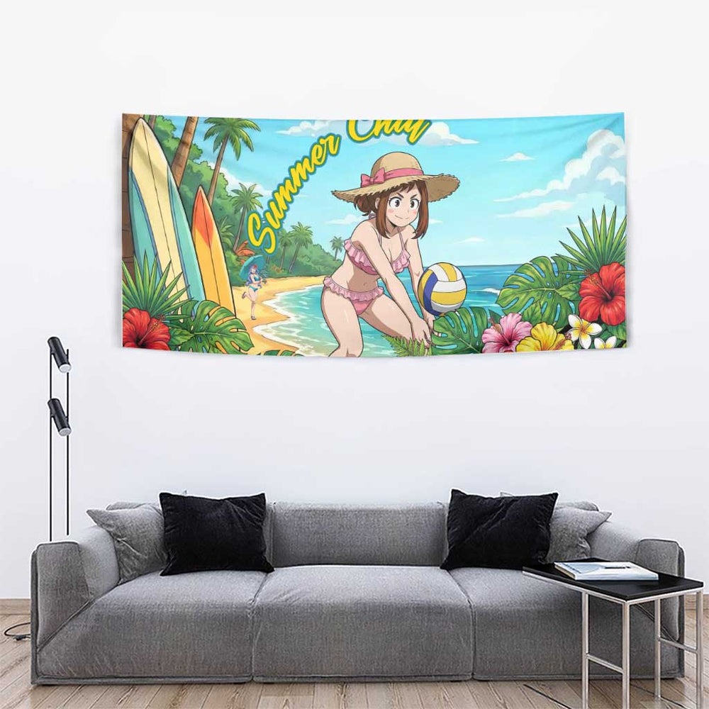 Ochako Uraraka Summer Chill Tumbler With Handle Tropical Anime Beach Play TS04 Ochako Uraraka Summer Chill Tumbler With Handle Tropical Anime Beach Play TS04