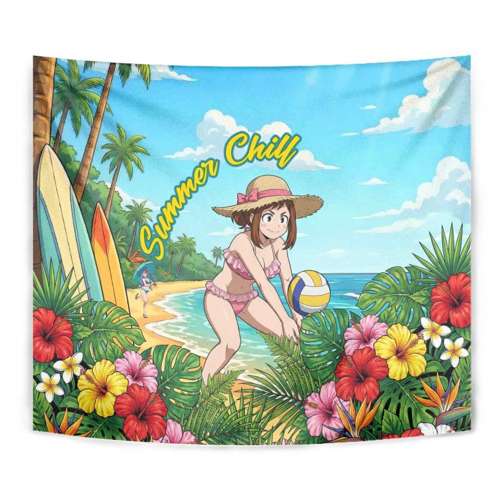 Ochako Uraraka Summer Chill Tumbler With Handle Tropical Anime Beach Play TS04 Ochako Uraraka Summer Chill Tumbler With Handle Tropical Anime Beach Play TS04