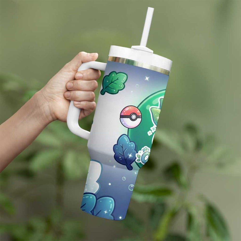 Oddish Tumbler With Handle Whimsical Kawaii Botanical Fantasy TS04 Oddish Tumbler With Handle Whimsical Kawaii Botanical Fantasy TS04