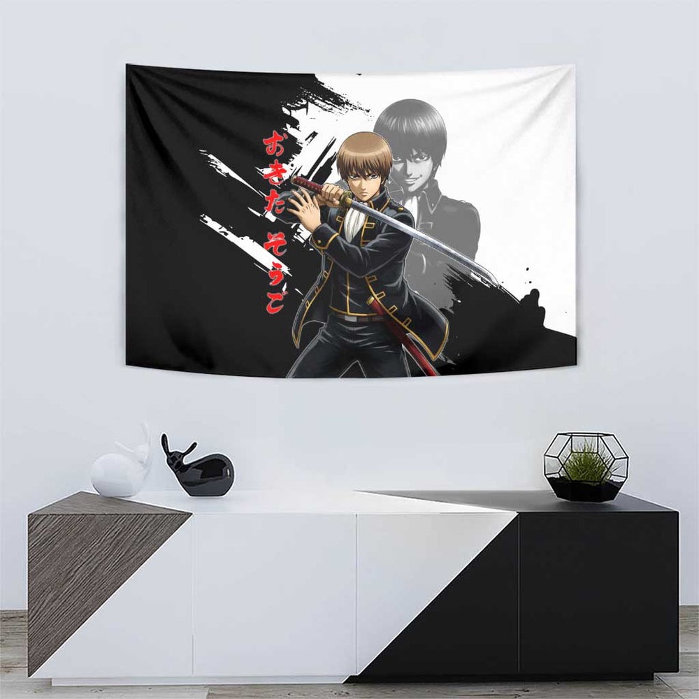 Okita Sougo Tapestry Modern Shinsengumi Ink Splash Style TS04 Okita Sougo Tapestry Modern Shinsengumi Ink Splash Style TS04