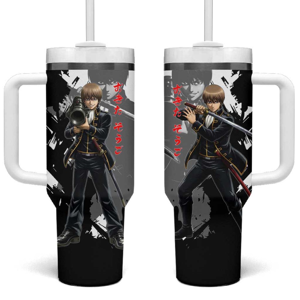 Okita Sougo Tumbler With Handle Modern Shinsengumi Ink Splash Style TS04 Okita Sougo Tumbler With Handle Modern Shinsengumi Ink Splash Style TS04