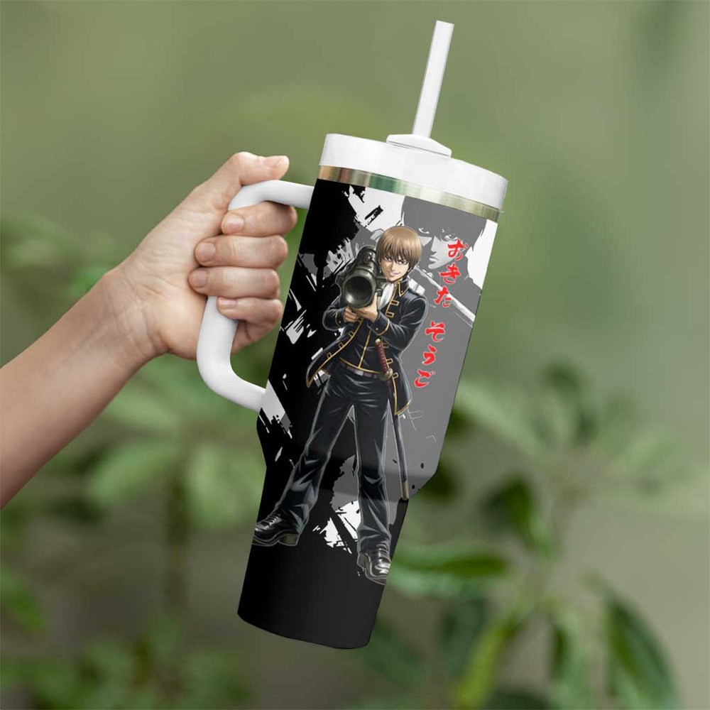 Okita Sougo Tumbler With Handle Modern Shinsengumi Ink Splash Style TS04 Okita Sougo Tumbler With Handle Modern Shinsengumi Ink Splash Style TS04